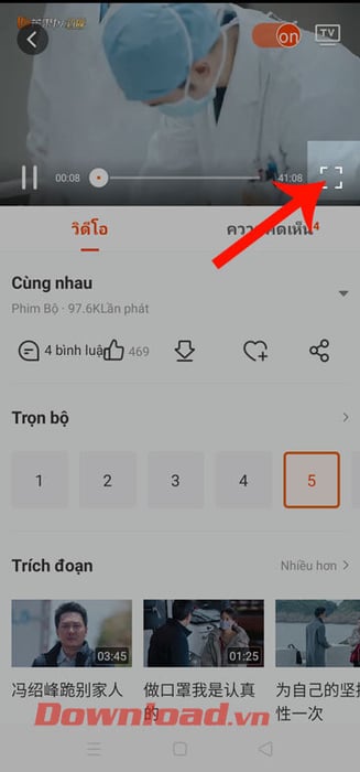 Bấm vào biểu tượng hình vuông