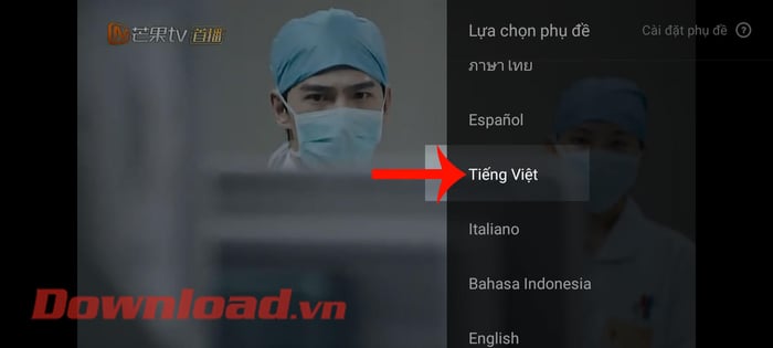 Chọn ngôn ngữ Tiếng Việt