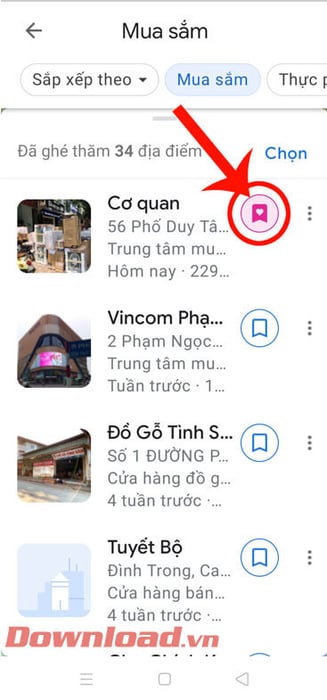 Vị trí đã được lưu