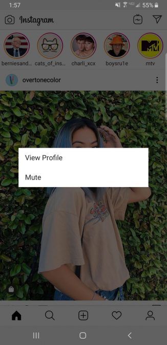 Tắt bản tin của ai đó trên Instagram.