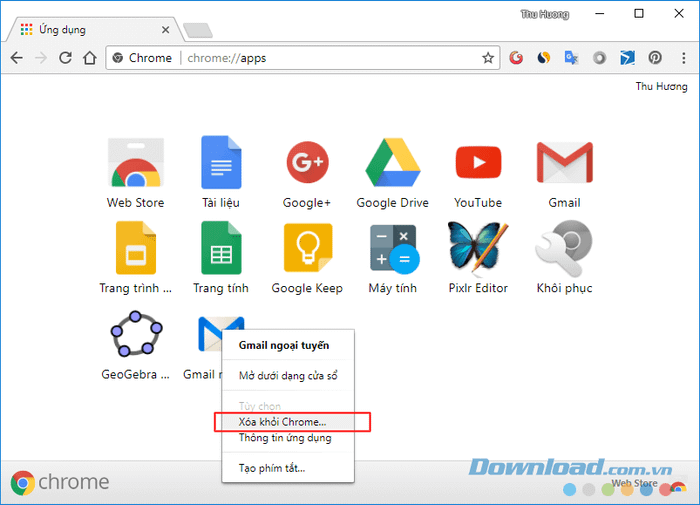 Gỡ bỏ ứng dụng Gmail ngoại tuyến khỏi trình duyệt Chrome