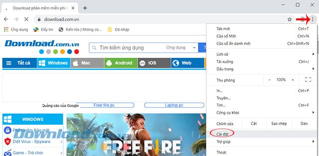 Các tùy chọn Cài đặt trên Google Chrome