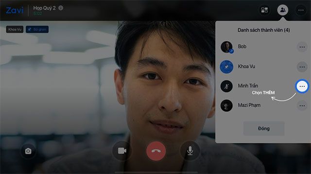 Xóa thành viên khỏi nhóm họp