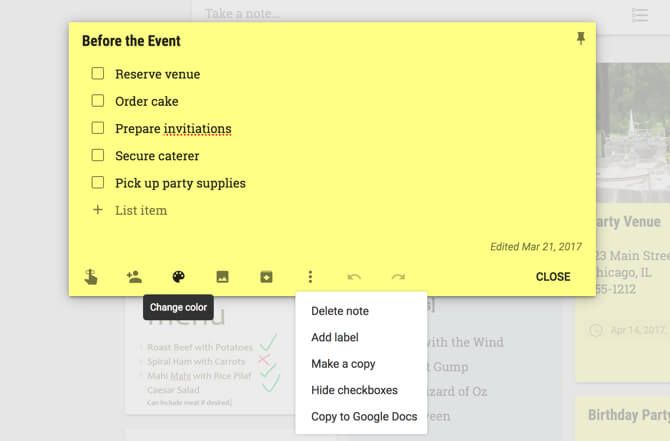 Tính năng chính của Google Keep