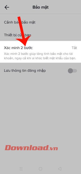 Chọn mục xác minh 2 lớp 