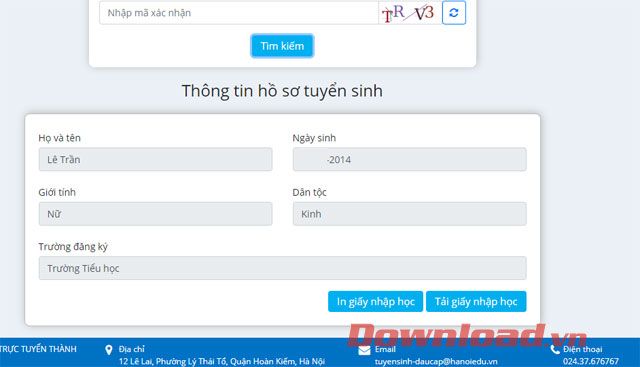 Thông tin chi tiết hồ sơ