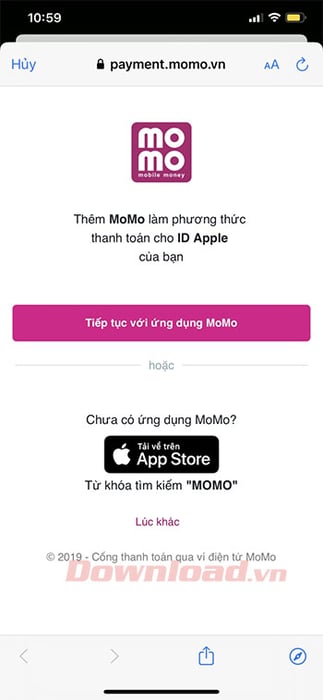 Đăng nhập vào Ví MoMo E-Wallet