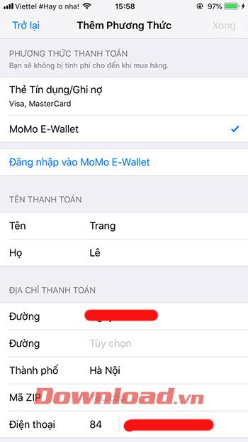 Hướng dẫn thêm ví MoMo vào ID Apple 4