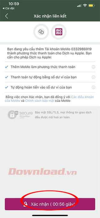 Xác nhận thành công