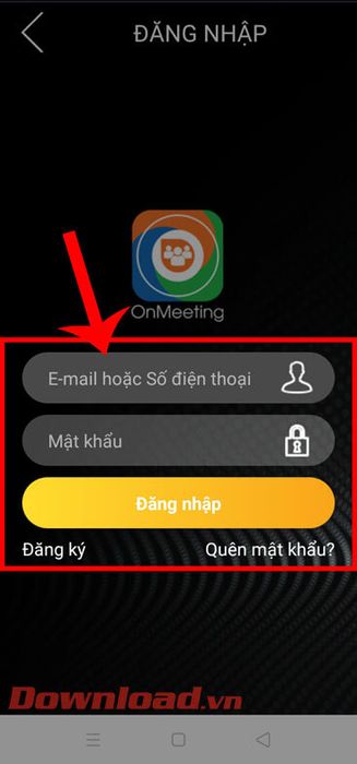Đăng nhập vào tài khoản OnMeeting