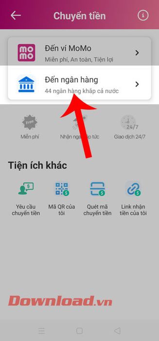 Chọn mục Gửi đến ngân hàng