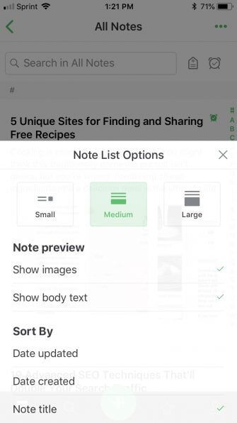 Evernote cung cấp nhiều lựa chọn để phân loại ghi chú