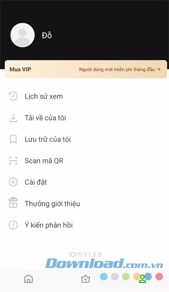 Tài khoản sau khi đã đăng nhập