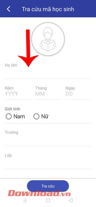 Nhập thông tin của học sinh 