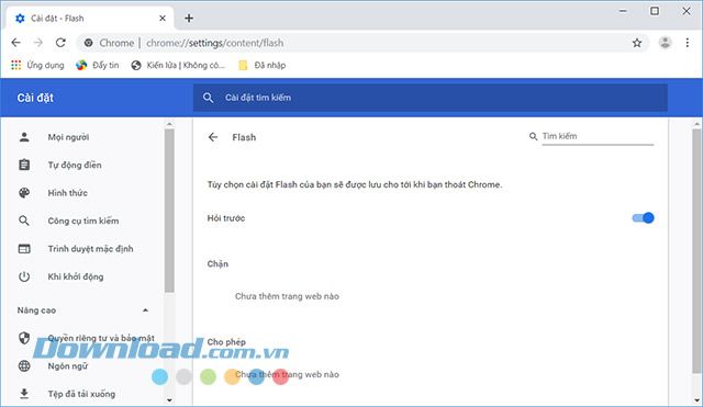 Hỏi trước khi chặn Flash trên Chrome