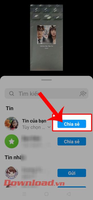 Nhấn nút Chia sẻ