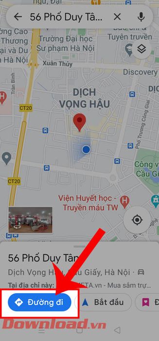 Nhấn nút Đường đi