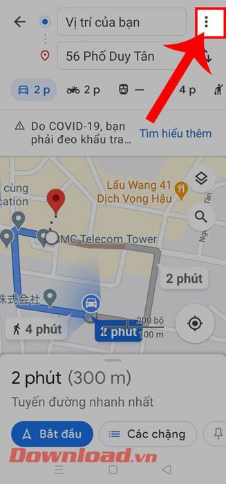 Chạm vào biểu tượng dấu ba chấm