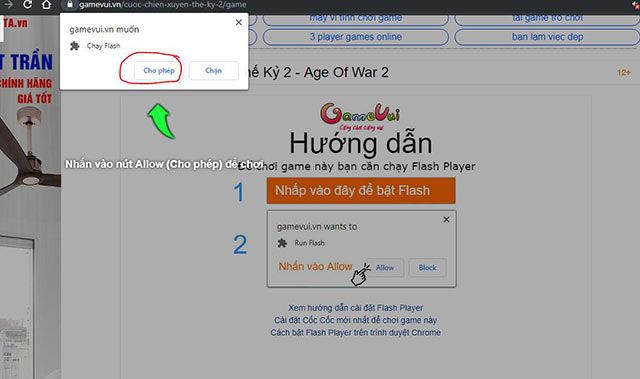 Cho phép Flash chạy