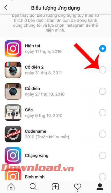 Chọn biểu tượng Instagram