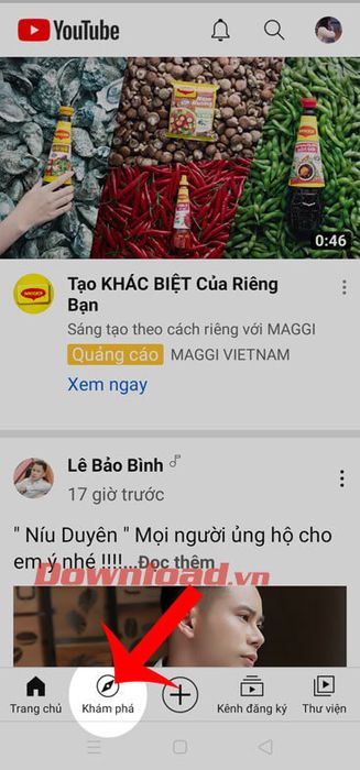 Ấn vào mục Khám phá