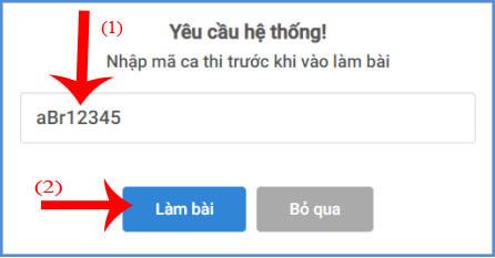 Nhập mã số ca thi