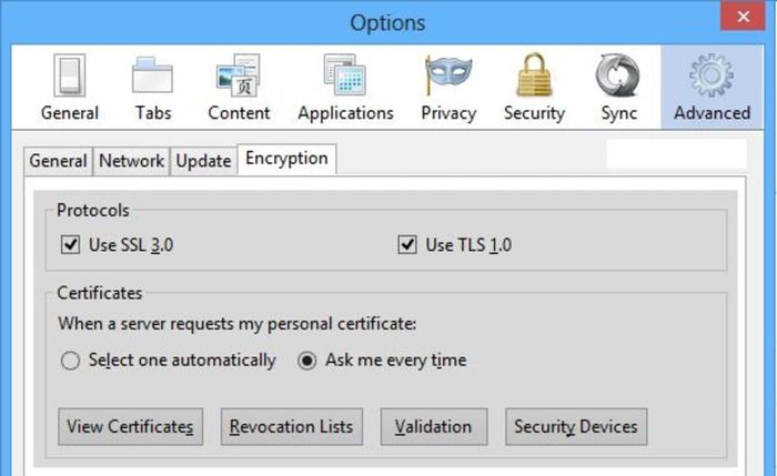 Xóa xác thực chứng chỉ SSL trên Firefox