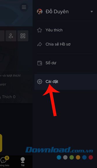 Chọn Cài đặt