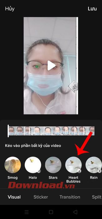 Chọn hiệu ứng cho video