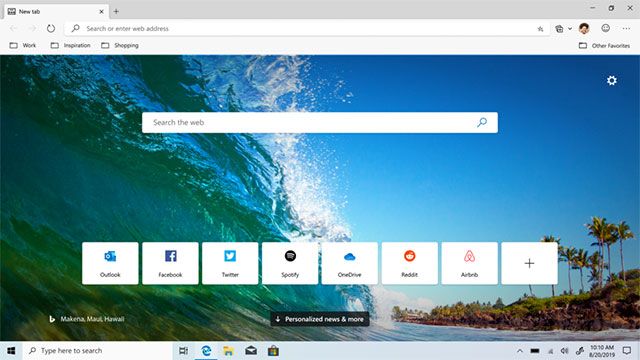 Giao diện của Microsoft Edge Chromium