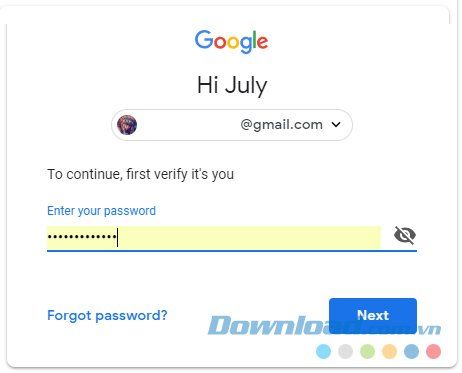 Đăng nhập lại vào tài khoản Google