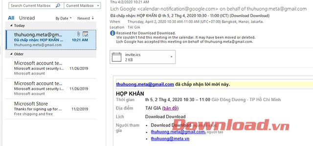 Phản hồi qua email để tham gia