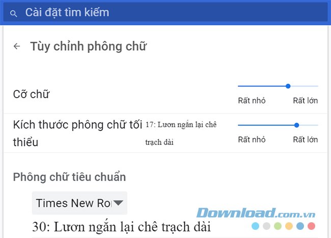 Chọn một Font chữ khác