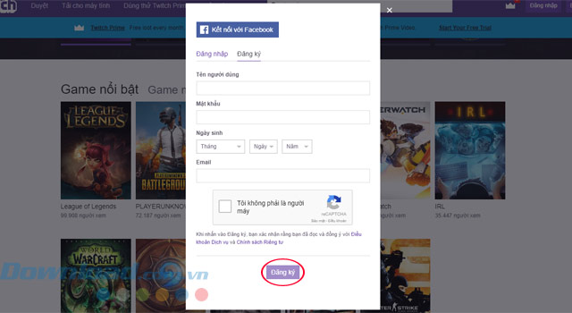 Hướng dẫn đăng ký tài khoản Twitch