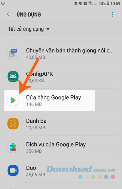 Nhấn vào <em>Google Play Store</em>