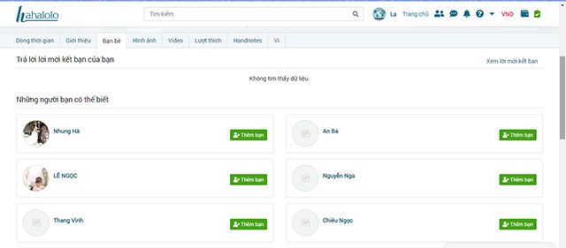 Kết bạn mới trên Hahalolo