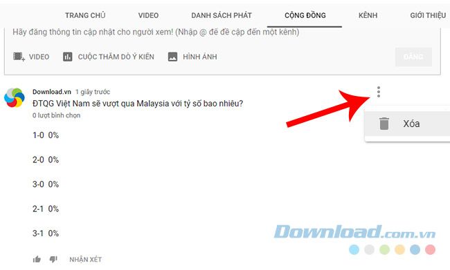 Gỡ bỏ những bài đã đăng trên Cộng đồng Youtube