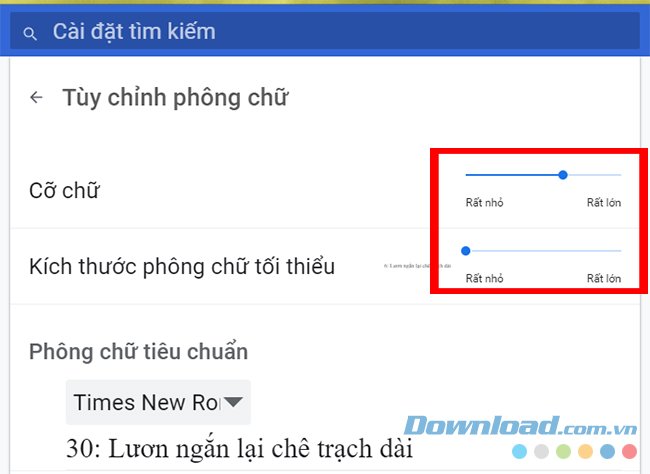 Phóng to văn bản