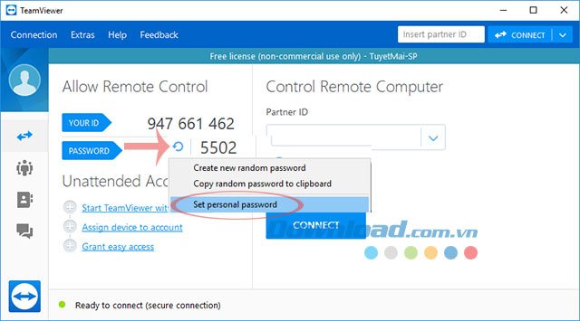 Đặt mật khẩu cho TeamViewer