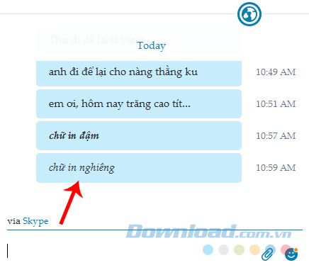 Chữ in nghiêng trên Skype