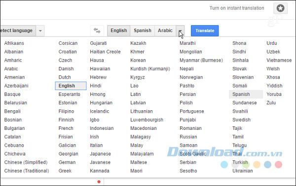 Các ngôn ngữ được hỗ trợ bởi Google Dịch