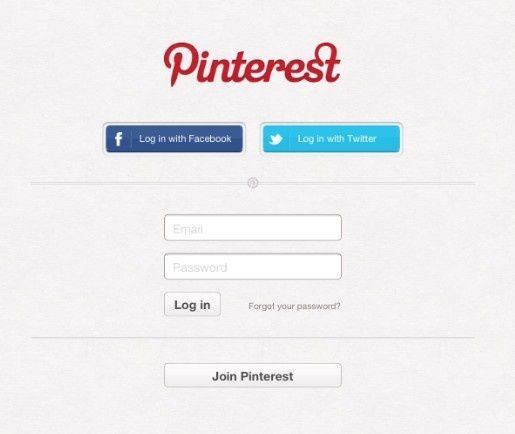 Đăng ký tài khoản Pinterest mới bằng Email hoặc kết nối với Facebook hoặc Twitter