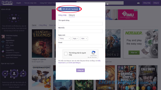 Đăng ký tài khoản Twitch 