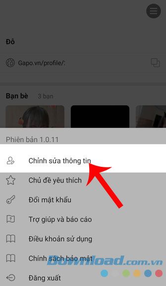 Chọn mục Chỉnh sửa thông tin