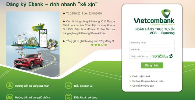 Đăng nhập dịch vụ VCB-iB@nking