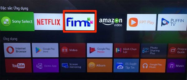 Mở ứng dụng Fim+ trên tivi của bạn