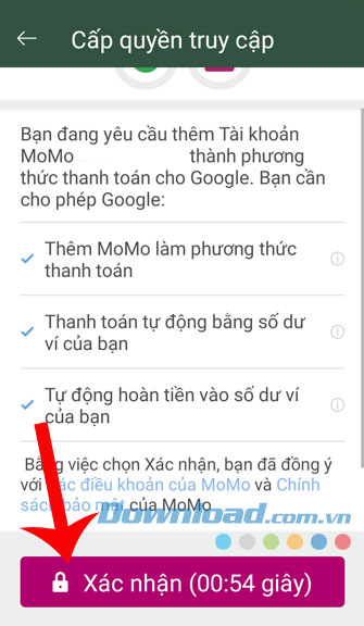 Bấm nút Xác nhận