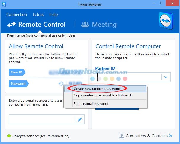 Tạo mật khẩu mới trên Teamviewer