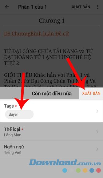 Nhập tên người bạn muốn gắn Tags và nhấn Xuất bản