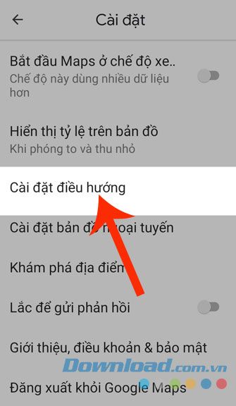 Chạm vào Cài đặt điều hướng